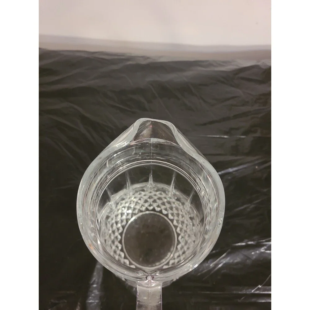 Vintage Crystal Glass Pitcher Unbranded Diamond Cut Bottom